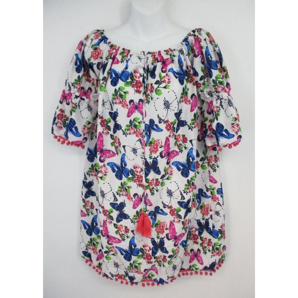 America & Beyond Womens Small Boho Multicolor Butterfly Print Dress